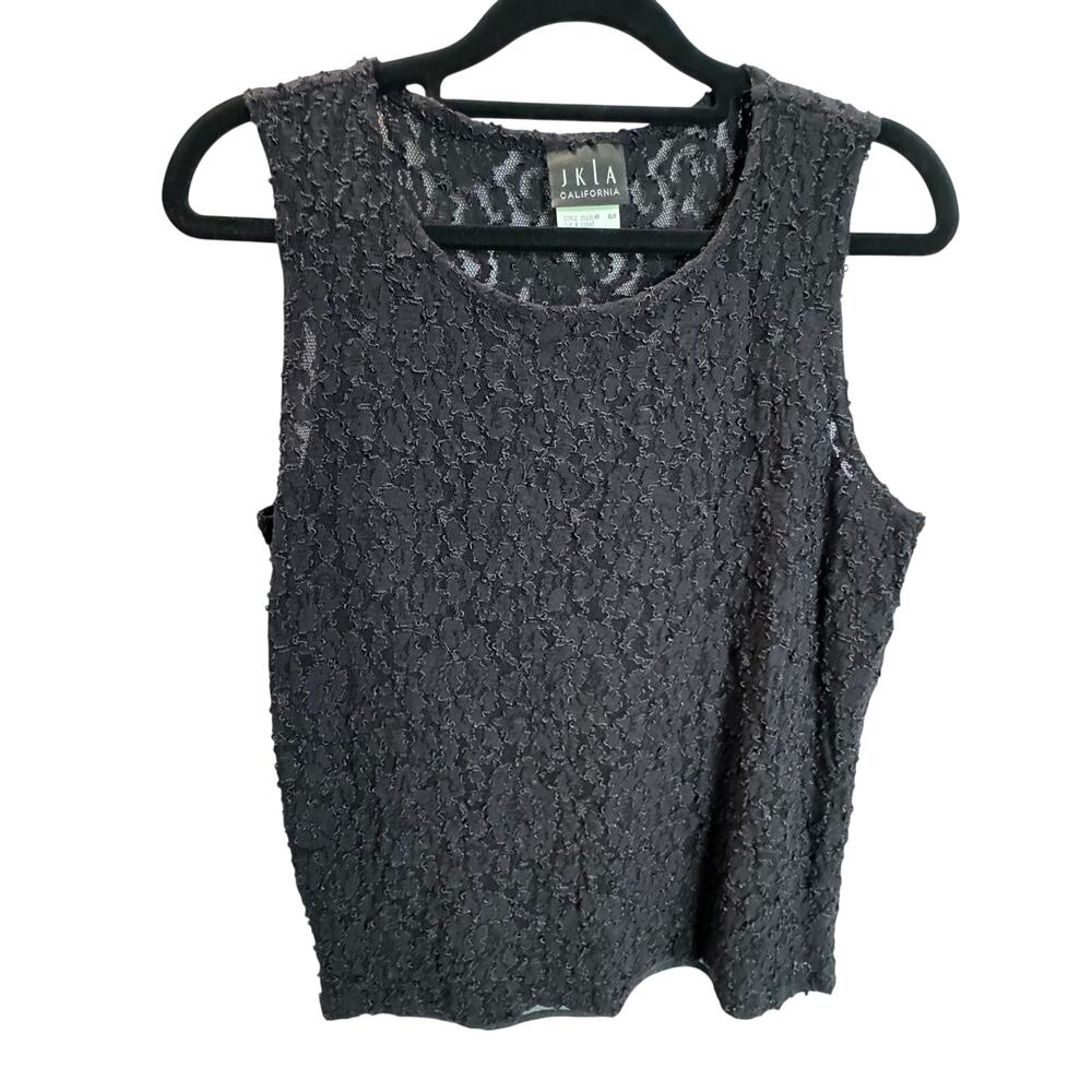 JKLA California Vintage Y2K Black Lace Tank Top Sleeveless Blouse Small Grunge